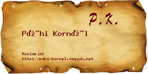 Páhi Kornél névjegykártya
